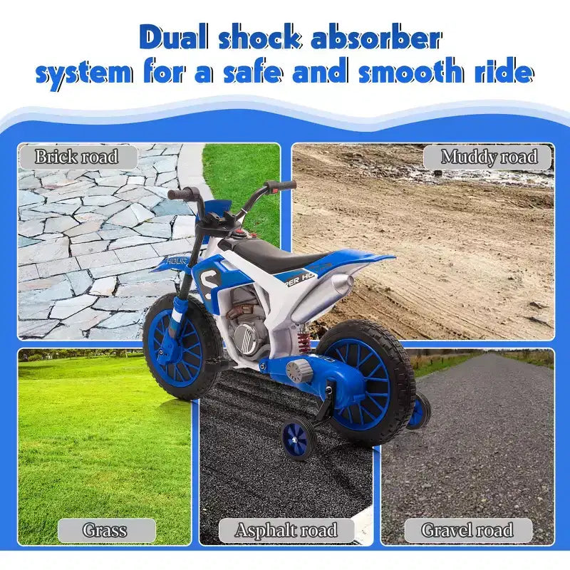 Sandinrayli Electric Motorcycle for Kids 12V Dirt Bike Ride on Car Battery Powered Motorbike Off-Road Motocross
