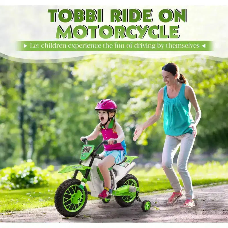 Sandinrayli Electric Motorcycle for Kids 12V Dirt Bike Ride on Car Battery Powered Motorbike Off-Road Motocross