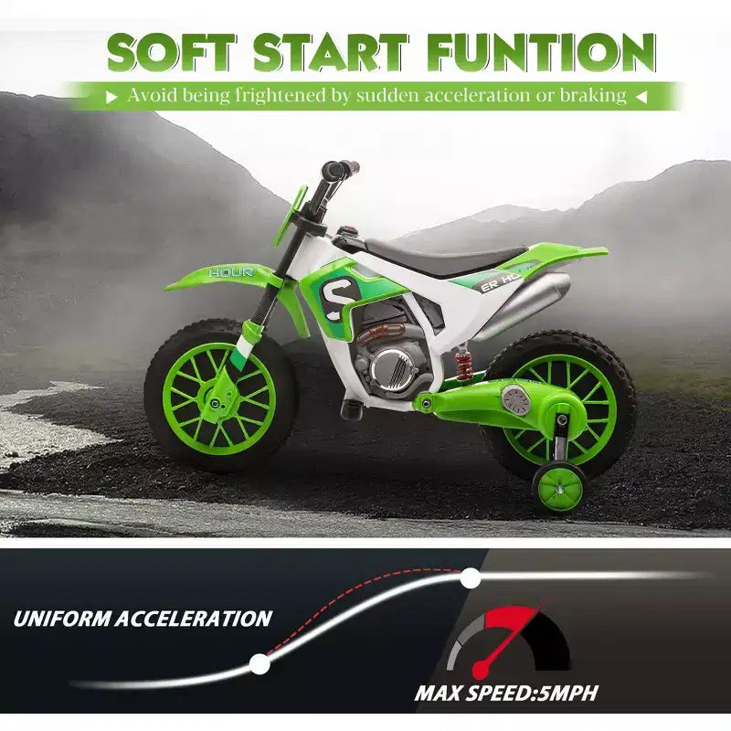 Sandinrayli Electric Motorcycle for Kids 12V Dirt Bike Ride on Car Battery Powered Motorbike Off-Road Motocross