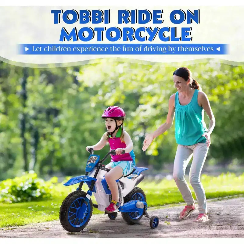 Sandinrayli Electric Motorcycle for Kids 12V Dirt Bike Ride on Car Battery Powered Motorbike Off-Road Motocross