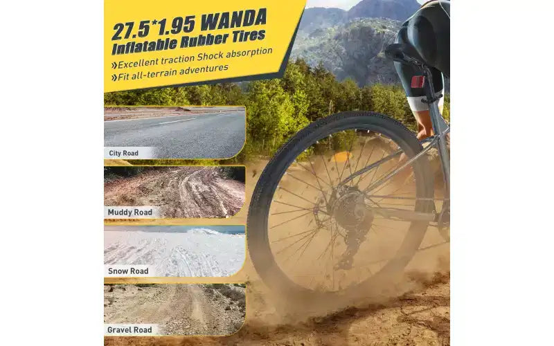 27.5 Inch Wheels 8 Speed Mountain Bike, for Men Women Boys and Girls, Front Suspension, Steel Frame