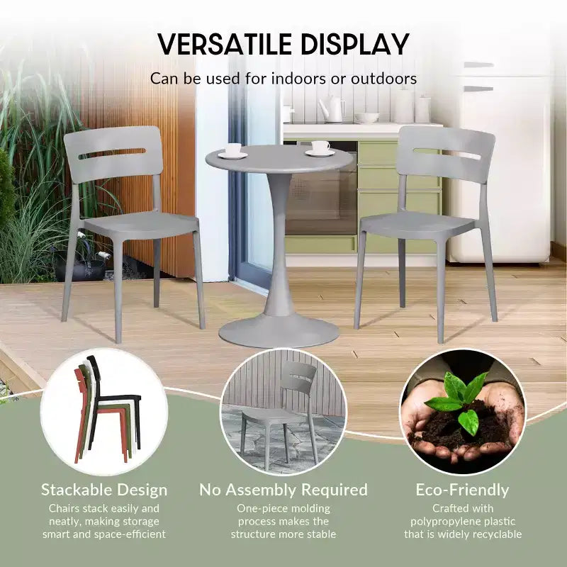 WestinTrends Playa 3-Piece Outdoor Resin Patio Bistro Set with Stackable Patio Dining Chairs