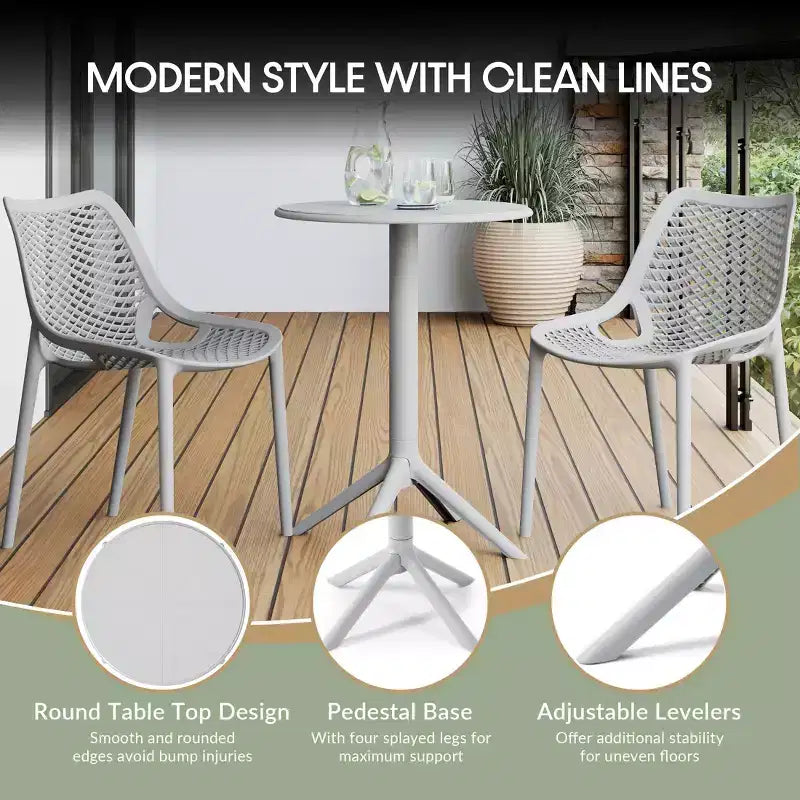 WestinTrends Playa 3-Piece Outdoor Resin Patio Bistro Set with Stackable Patio Dining Chairs