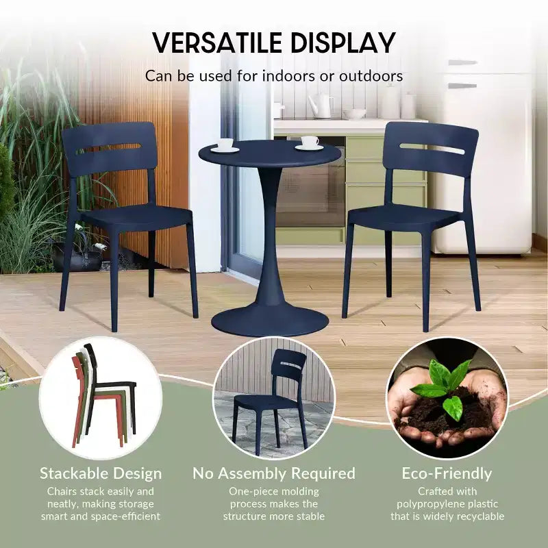 WestinTrends Playa 3-Piece Outdoor Resin Patio Bistro Set with Stackable Patio Dining Chairs