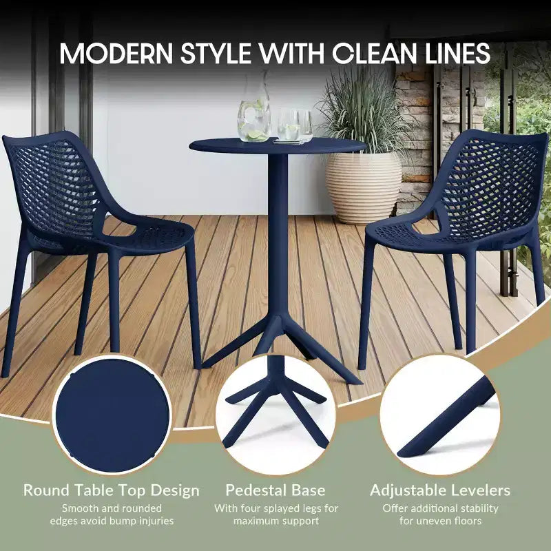 WestinTrends Playa 3-Piece Outdoor Resin Patio Bistro Set with Stackable Patio Dining Chairs