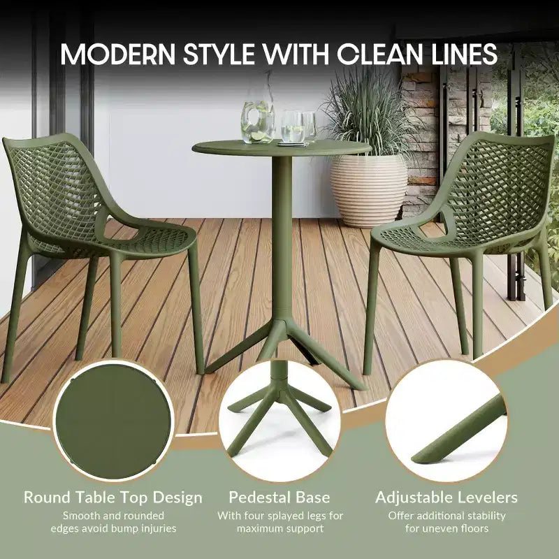 WestinTrends Playa 3-Piece Outdoor Resin Patio Bistro Set with Stackable Patio Dining Chairs