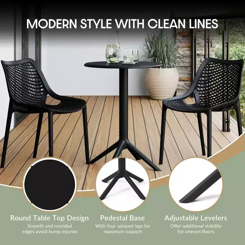 WestinTrends Playa 3-Piece Outdoor Resin Patio Bistro Set with Stackable Patio Dining Chairs