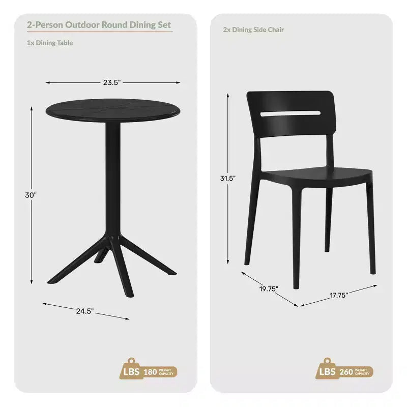 WestinTrends Playa 3-Piece Outdoor Resin Patio Bistro Set with Stackable Patio Dining Chairs