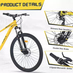 NAYSAYE 27.5 Inch 8 Speed Mountain Bike with Front Suspension and Steel Frame for All Terrain Adventures, Yellow, 68.5*27.1*40.55