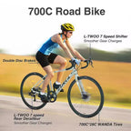 NAYSAYE Bicycle 700C Road Bike Lightweight Alloy Frame with Smooth Gear Shift for City Riding , Green, 68.5*18.8*38.9