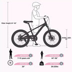 NAYSAYE Mountain Bike 20 Inch MTB with Adjustable Saddle and Double Disc Brakes for Outdoor Adventures, Pink, 54.33*22.44*32.48