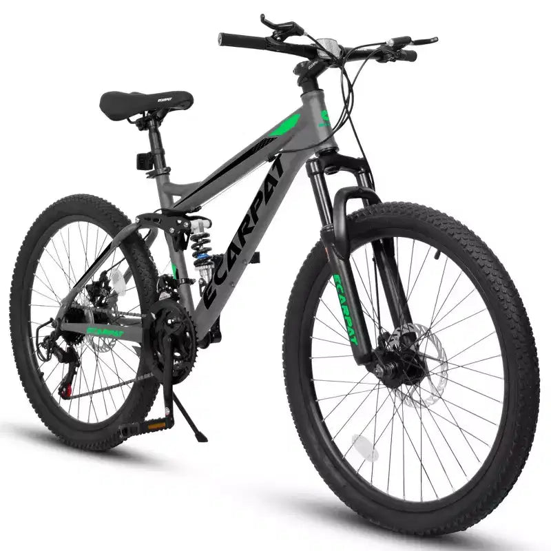 NAYSAYE Bicycle 26 Inch Mountain Bike 21 Speed with Dual Shock Absorption for Unisex Commuting and Travel, Gray, 67*27*39