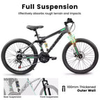 NAYSAYE Bicycle 26 Inch Mountain Bike 21 Speed with Dual Shock Absorption for Unisex Commuting and Travel, Gray, 67*27*39