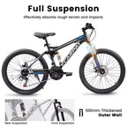 NAYSAYE Bicycle 27.5 Inch Full Suspension Mountain Bike 21 Speed with Dual Shock Absorbers for Men and Women, Black, 68.1*27*39.7