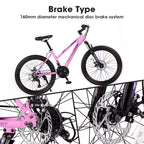 NAYSAYE Bicycle 26 Inch Mountain Bike with 21 Speed Shifter Dual Disc Brakes for Teenagers and Women, Pink, 65*24.8*37.4
