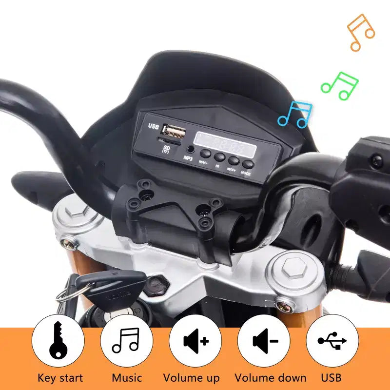 Sandinrayli 12V Aprilia Licensed Electric Kids Ride On Motorcycle, Battery Powered Dirt Bike With Training Wheels