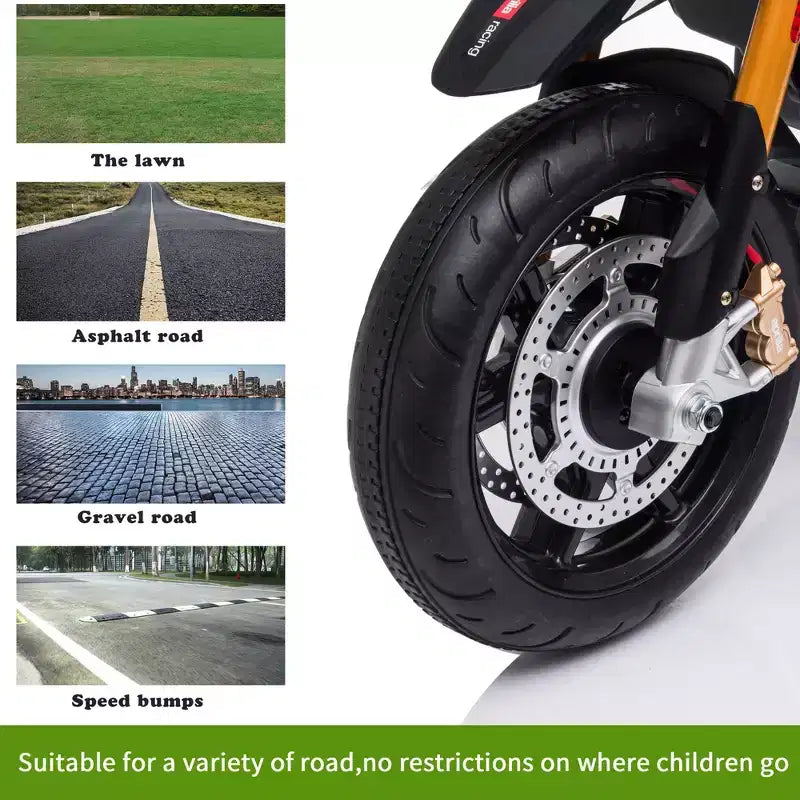 Sandinrayli 12V Aprilia Licensed Electric Kids Ride On Motorcycle, Battery Powered Dirt Bike With Training Wheels