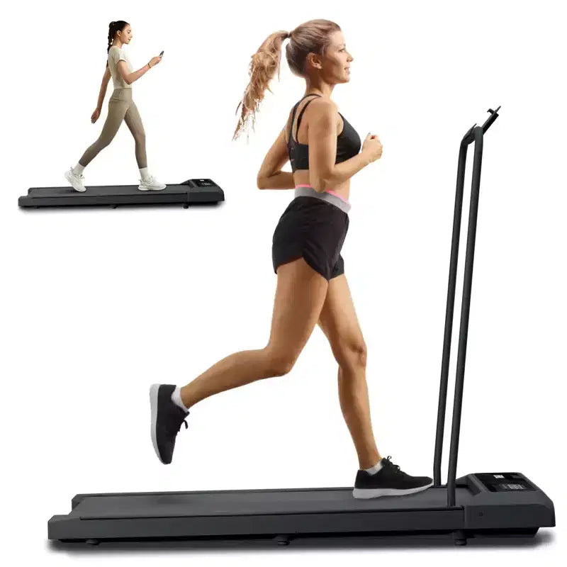 NAYSAYE Folding Portable Treadmill Under Desk Walking Pad Removable Armrests Cushioned Belt Spacious Surface for Home Office