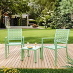 3 Piece Patio Bistro Set, Steel Outdoor Chairs and Table Set for 2, Small Modern Patio Furniture Set, Metal Porch Chairs with Tea Table