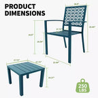 3 Piece Patio Bistro Set, Steel Outdoor Chairs and Table Set for 2, Small Modern Patio Furniture Set, Metal Porch Chairs with Tea Table