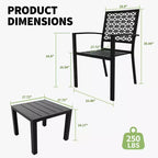 3 Piece Patio Bistro Set, Steel Outdoor Chairs and Table Set for 2, Small Modern Patio Furniture Set, Metal Porch Chairs with Tea Table