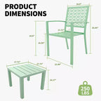 3 Piece Patio Bistro Set, Steel Outdoor Chairs and Table Set for 2, Small Modern Patio Furniture Set, Metal Porch Chairs with Tea Table