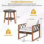 Costway 3 PCS Patio PE Wicker Furniture Set with Solid Acacia Wood Frame & Cushions
