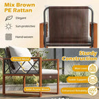 Costway 3 PCS Patio PE Wicker Furniture Set with Solid Acacia Wood Frame & Cushions