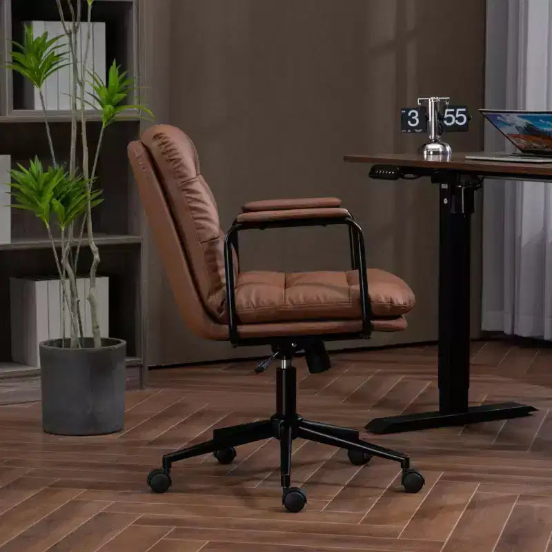 Okak Mid Back Desk Chair, Office Chair with Padded Armrest and Wheels, Computer Chair for Office, Gaming Room, Study
