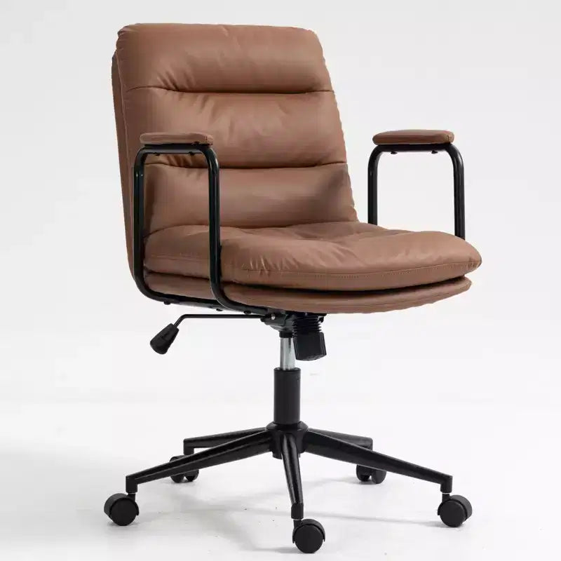Okak Mid Back Desk Chair, Office Chair with Padded Armrest and Wheels, Computer Chair for Office, Gaming Room, Study