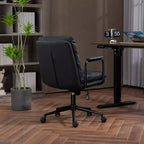 Okak Mid Back Desk Chair, Office Chair with Padded Armrest and Wheels, Computer Chair for Office, Gaming Room, Study