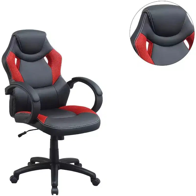 Okak Height-Adjustable Office Chair, Upholstered Desk Chair with Wheels, Comfy Gaming Chair for Office, Study, Play Room