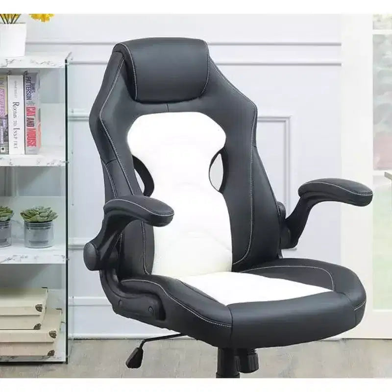 Okak Height-Adjustable Office Chair, Upholstered Desk Chair with Wheels, Comfy Gaming Chair for Office, Study, Play Room