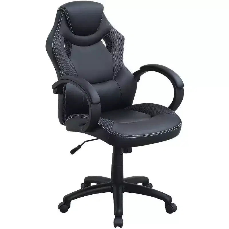 Okak Height-Adjustable Office Chair, Upholstered Desk Chair with Wheels, Comfy Gaming Chair for Office, Study, Play Room