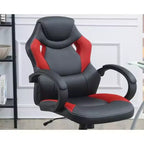 Okak Height-Adjustable Office Chair, Upholstered Desk Chair with Wheels, Comfy Gaming Chair for Office, Study, Play Room