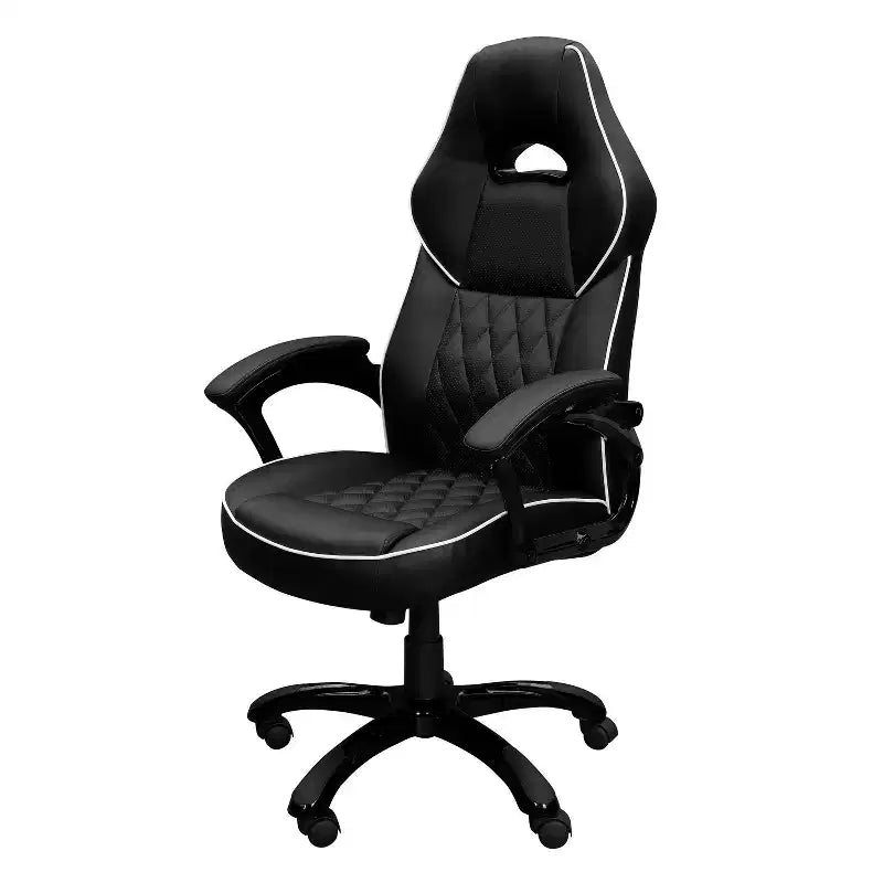 Okak High-Back Gaming Chair with Padded Seat and Back, Executive Office Chair with Metal Base and Wheels, Desk Chair for Study, Reading Room, Black