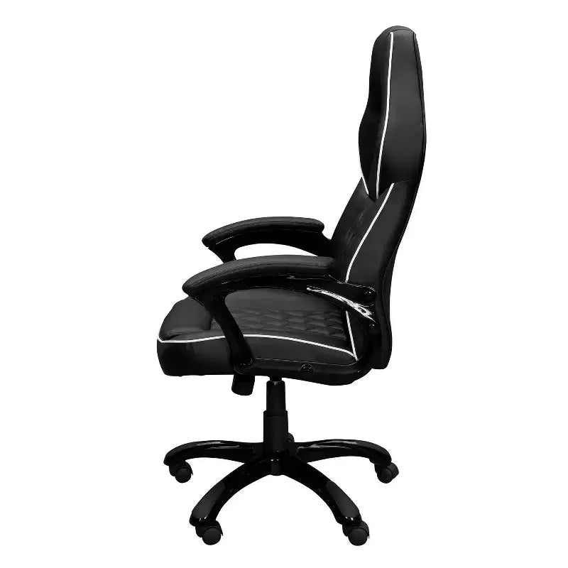 Okak High-Back Gaming Chair with Padded Seat and Back, Executive Office Chair with Metal Base and Wheels, Desk Chair for Study, Reading Room, Black
