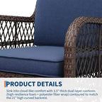 Outdoor Swivel Wicker Sliding Patio Chairs with Table Set, 3-Piece Outdoor Bistro Set with 4-Inch Thick Cushions and Coffee Table