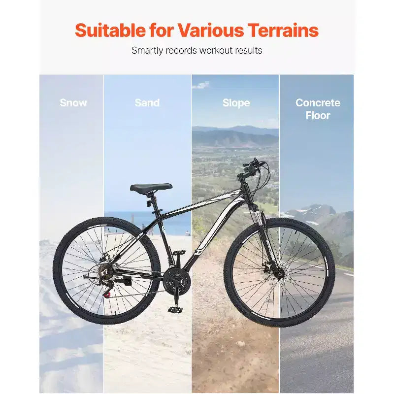 VEVOR Mountain Bike, 29-inch MTB Bicycle with Front Suspension, 21-Speed SHIMANO Twist Shifter, Dual Disc Brakes, Aluminum Alloy Frame,Black
