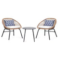 LAUSAINT 3-Piece HOME Wicker Bistro Set 2 Wide Chairs and Coffee Table Perfect Porch, Backyard, Balcony