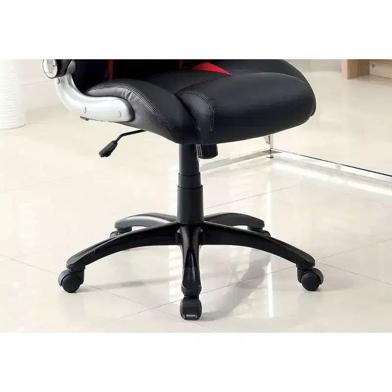 Okak Modern Upholstered Office Chair, Computer Chair with Foldable Armrest and Adjustable Height, Comfy Chair for Gaming Room, Study, Black