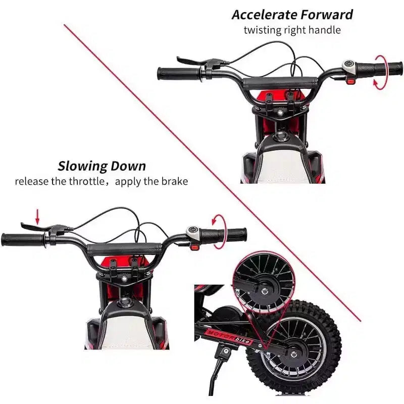 Acekool Kids Ride On Dirt Bike, Electric Off-Road Motorcycle, Fast Speed, Comfortable Leather Seat, Outdoor Toy, Air-Filled Tires
