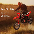 Acekool Kids Ride On Dirt Bike, Electric Off-Road Motorcycle, Fast Speed, Comfortable Leather Seat, Outdoor Toy, Air-Filled Tires