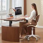 Bestier Bentwood Ergonomic Armless Home Office Desk Chair, Comfy Table Chair with Lumbar Support, PU Leather Height Adjustable Task Chair with Wheels