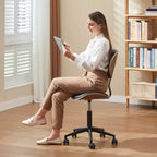 Bestier Bentwood Ergonomic Armless Home Office Desk Chair, Comfy Table Chair with Lumbar Support, PU Leather Height Adjustable Task Chair with Wheels