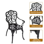 CuisinSmart 3 Piece Bistro Set, Rust-Resistant Cast Aluminum Patio Outdoor Bistro Set with Umbrella Hole for Backyard, Balcony, Front Porch