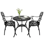 CuisinSmart 3 Piece Bistro Set, Rust-Resistant Cast Aluminum Patio Outdoor Bistro Set with Umbrella Hole for Backyard, Balcony, Front Porch