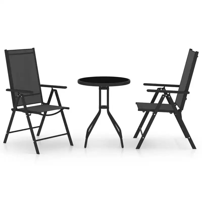 vidaXL Bistro Set Black Powder-coated aluminum, textilene, glass, steel
