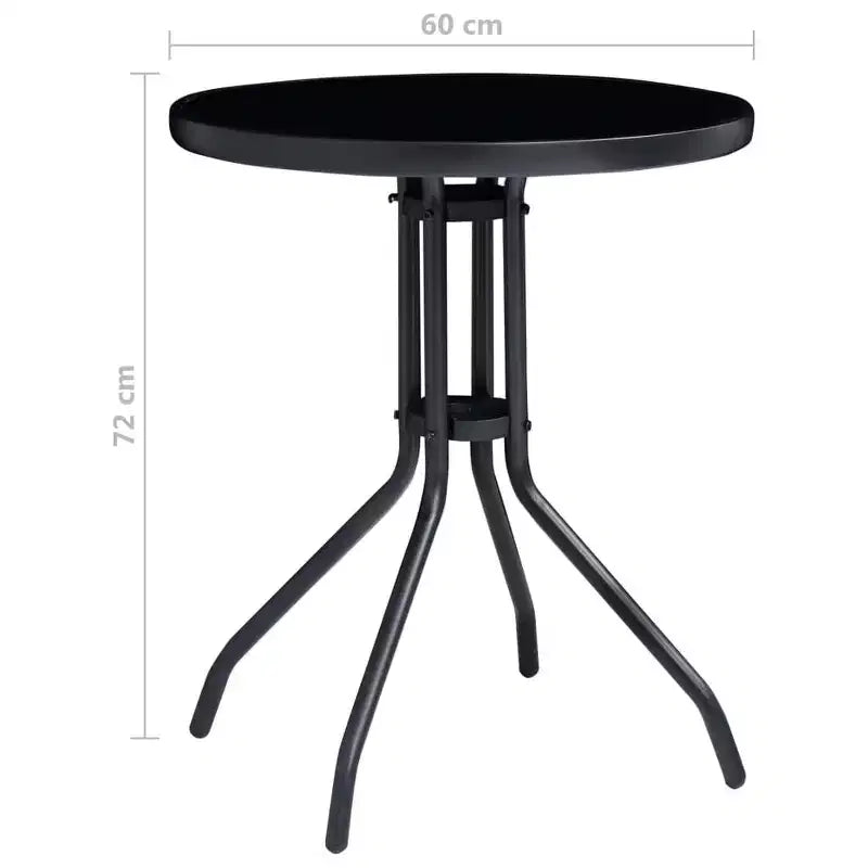 vidaXL Bistro Set Black Powder-coated aluminum, textilene, glass, steel