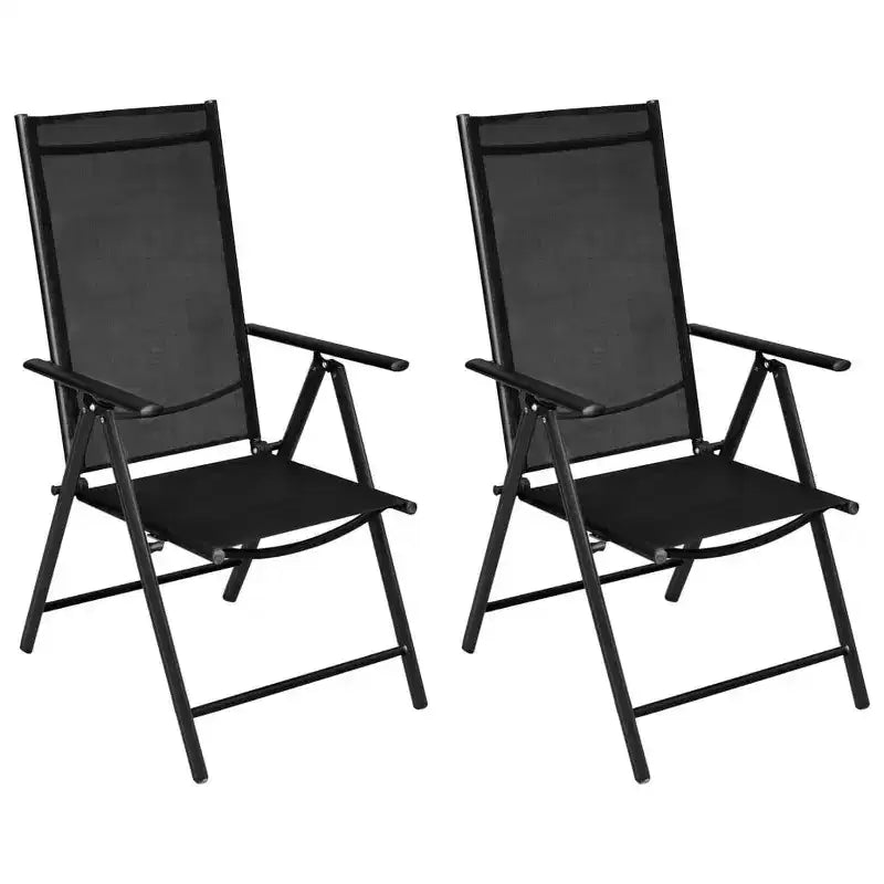 vidaXL Bistro Set Black Powder-coated aluminum, textilene, glass, steel